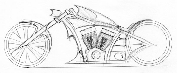 Рисунок мотоцикла карандашом для начинающих