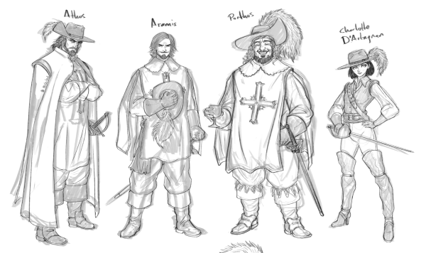 Д'Артаньян и три мушкетера раскраска