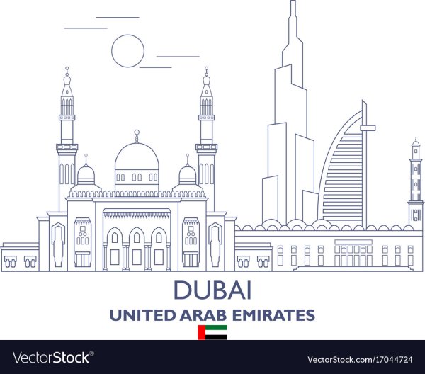 Силуэт достопримечательности Дубаи