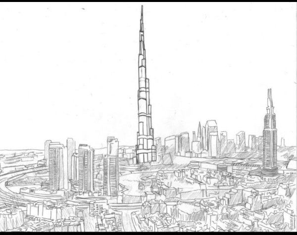 Раскраска Дубай Бурдж Халиф