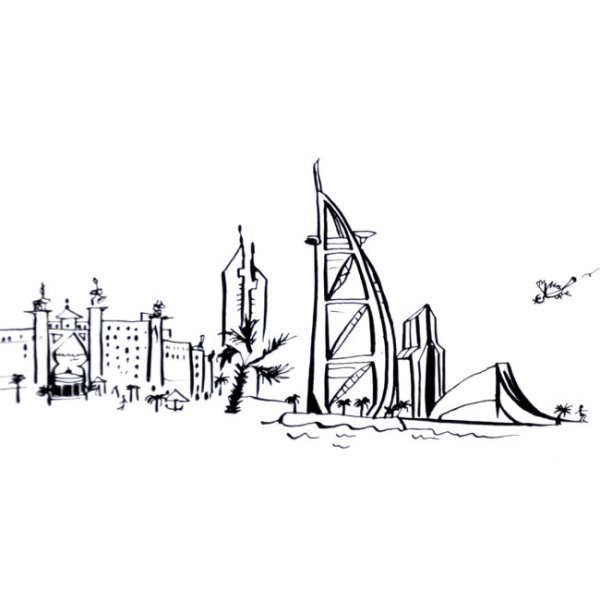 Городской пейзаж Дубай рисунок