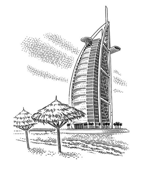 Рисование здание Дубай