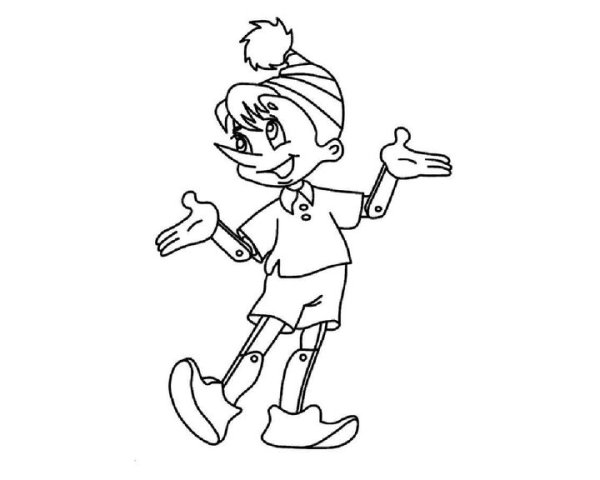 Буратино рисунок легкий