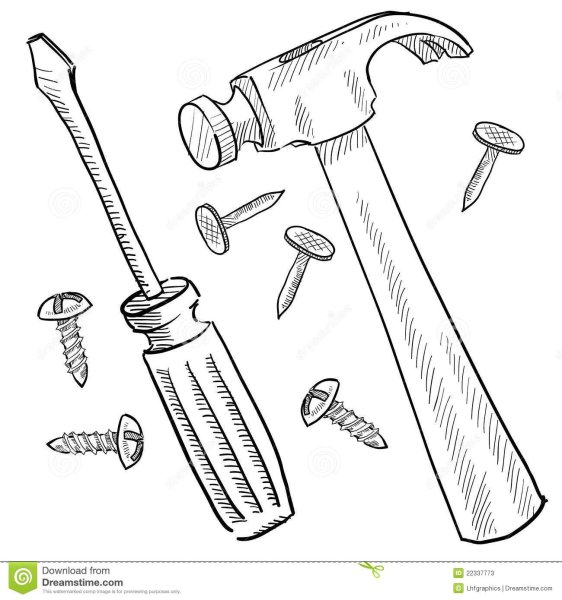 Рисование молотка для детей