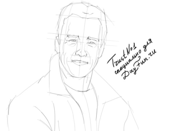 Нарисовать человека поэтапно портрет Шварценеггера