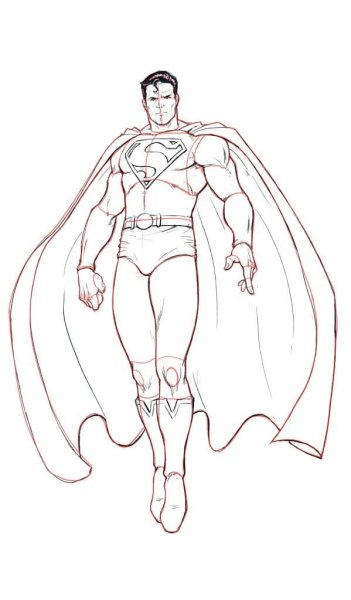 Поэтапное рисование Супермена