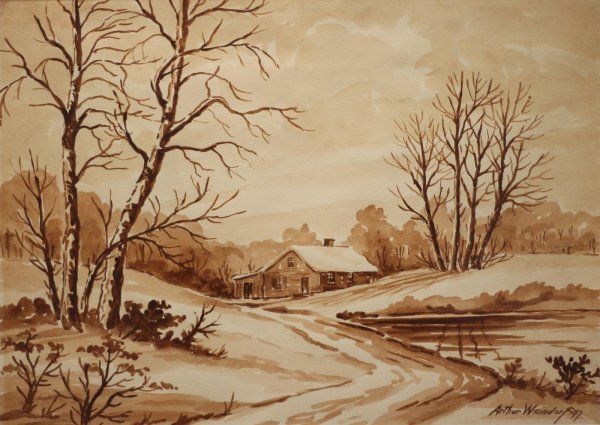 Техника гризайль пейзаж