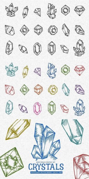 Пошаговое рисование кристаллов