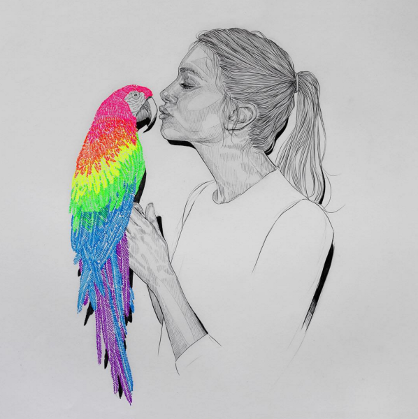 Неоновые рисунки карандашом