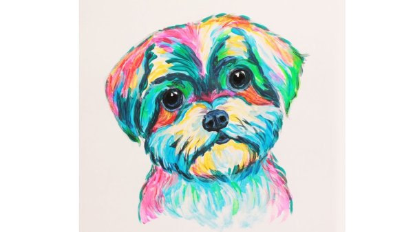 Собака фломастерами легко