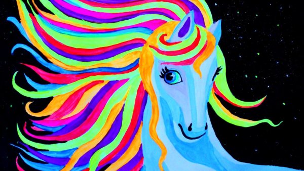Единорог красками для детей