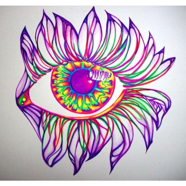 Глаз цветными ручками