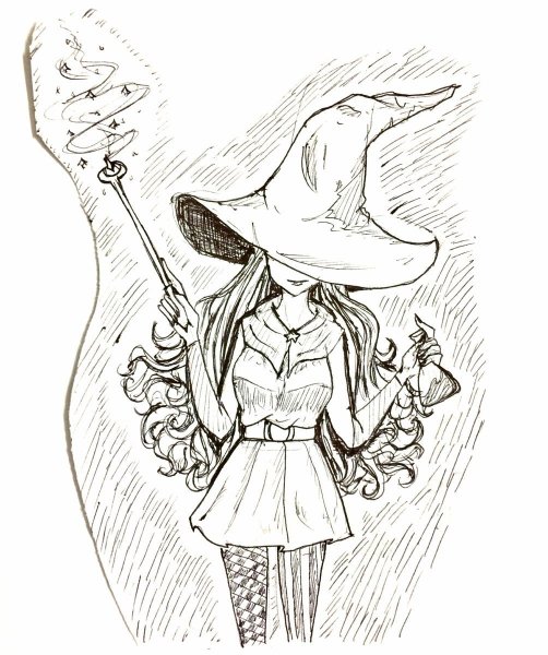 Поэтапное рисование ведьмы