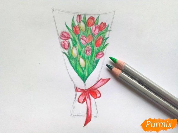 Пошаговое рисование тюльпанов