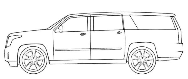 Раскраска Кадиллак Эскалейд 2021