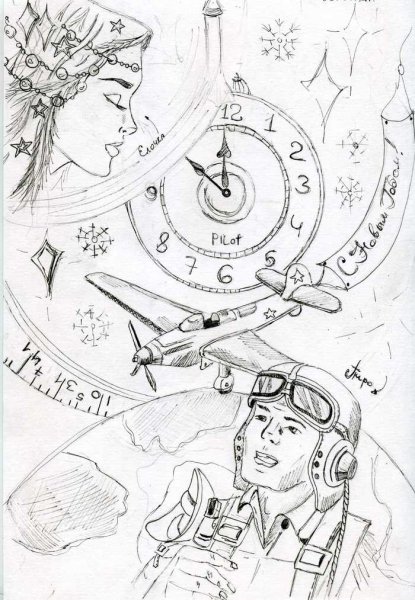 Летчик рисунок карандашом