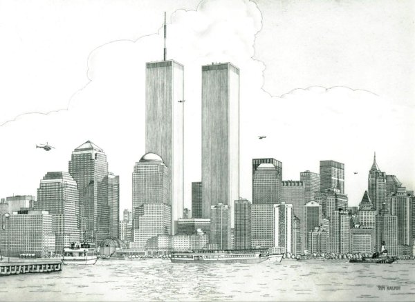 Современный город карандашом