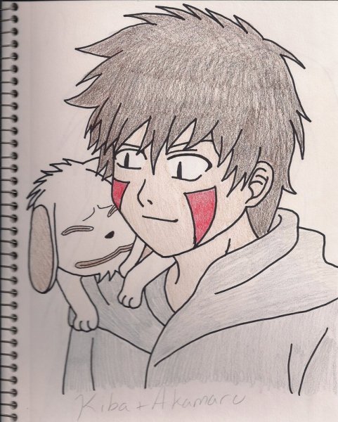 Киба и Акамару карандашом