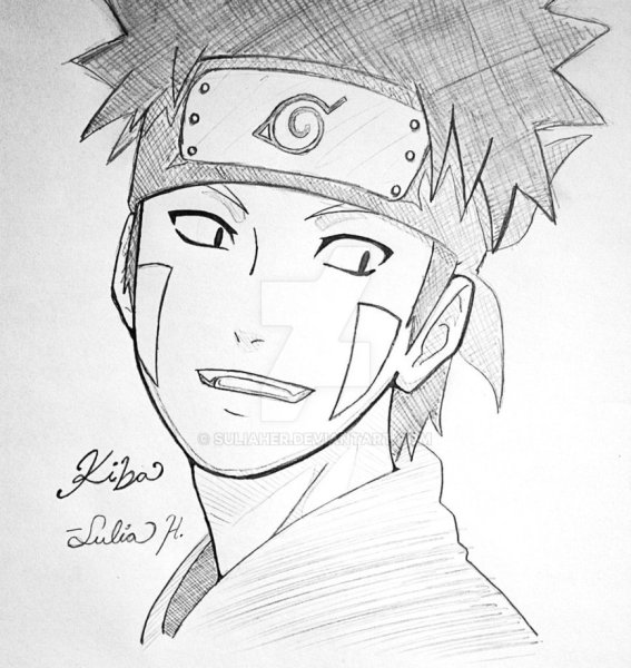 Нарисовать аниме из Наруто Киба