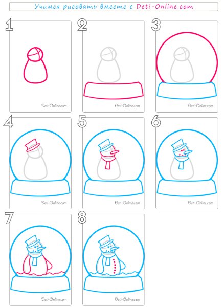 Новогодний снежный шар раскраска