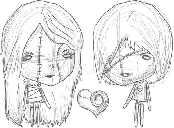 Раскраски в стиле эмо