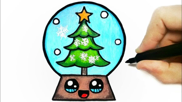 Рисование с детьми снежного шара