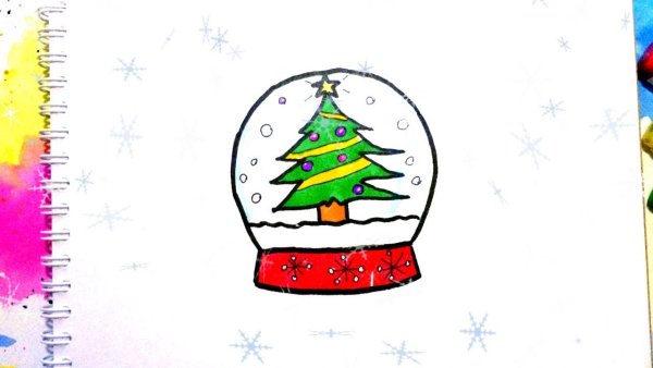 Шар со снегом нарисовать