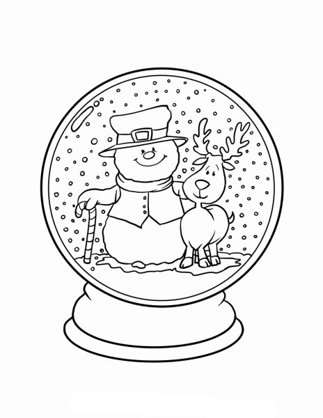 Новогодний снежный шар раскраска