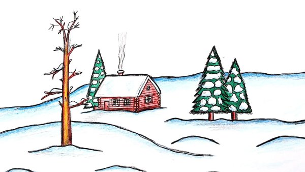 Зимние пейзажи с 7 лет карандашом