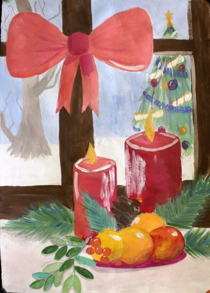 Натюрморт на столе карандашом