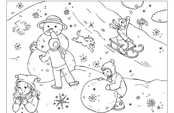 Рисование катание с горки