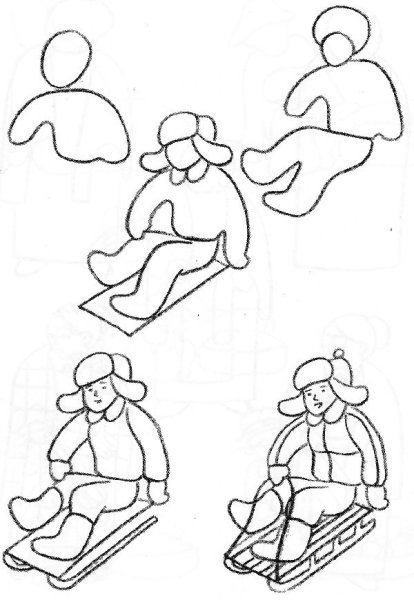 Зимние игры картинки раскраски