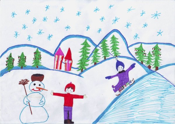 Зимний спорт рисунок