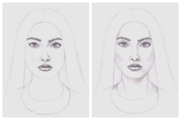 Лицо девушки карандашом легко