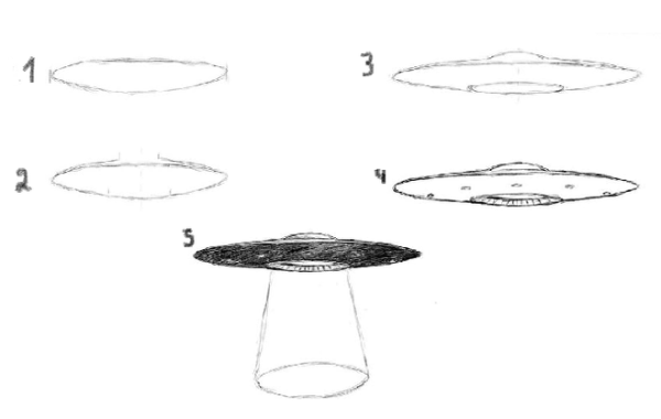 Рисование карандашами летающие тарелки