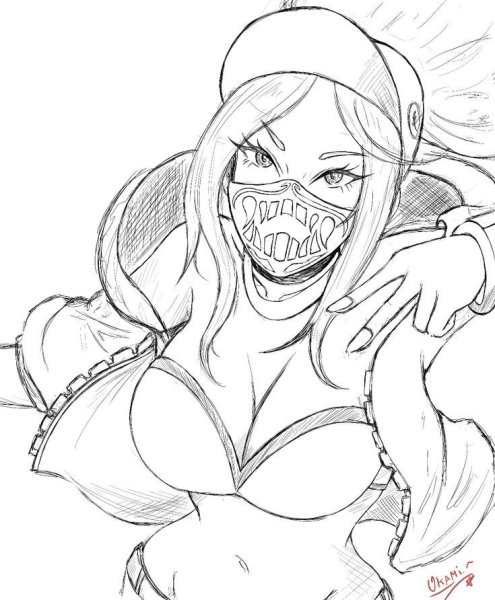 Лига легенд Акали арт карандашом