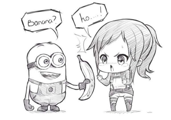 Раскраска атака титанов Чиби