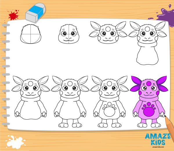 Нарисовать Лунтика поэтапно