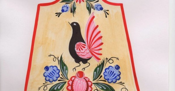 Разделочная доска Городецкая роспись 5кл