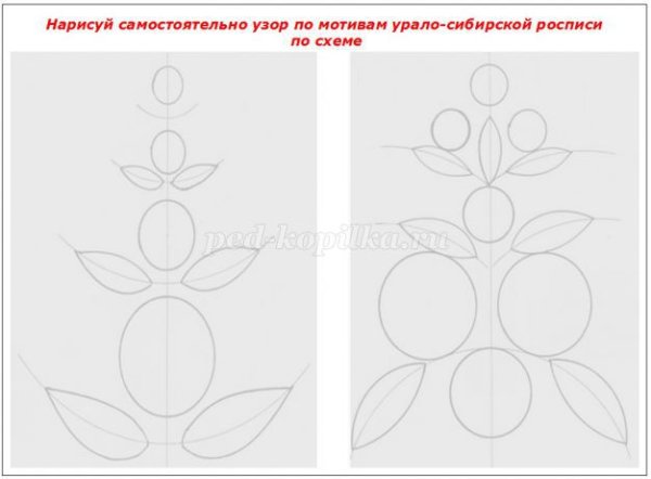 Раскраска цветок Городецкой росписи для детей