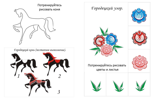 Городецкая роспись Купавка раскраска