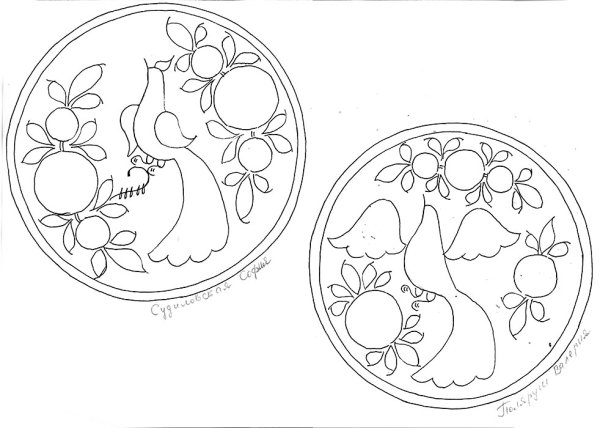 Гжельская роспись тарелка раскраска для детей
