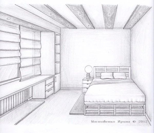 Рисование комнаты в перспективе