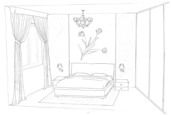 Рисование интерьера комнаты