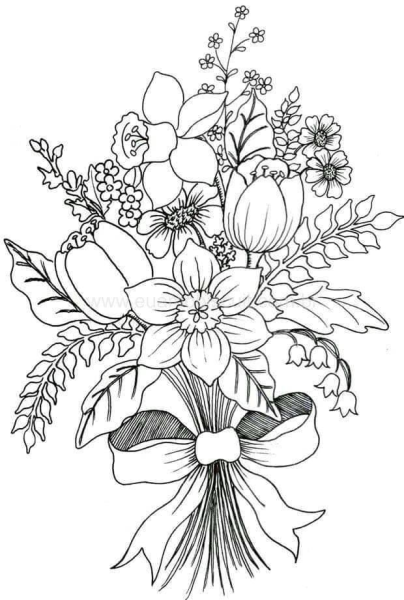 Букет цветов раскраска для детей