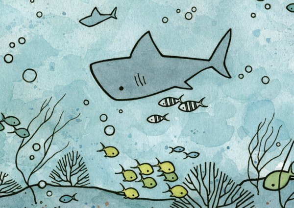 Легкий рисунок подводного мира