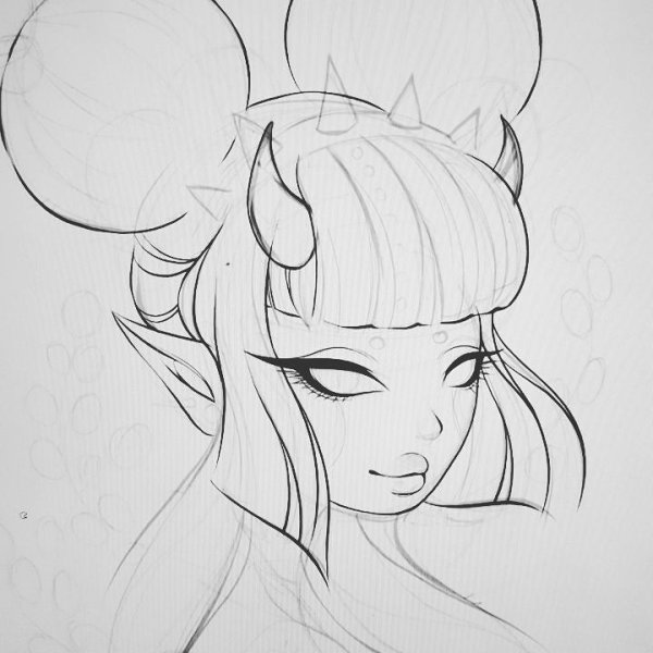 Девушка демон рисунок карандашом