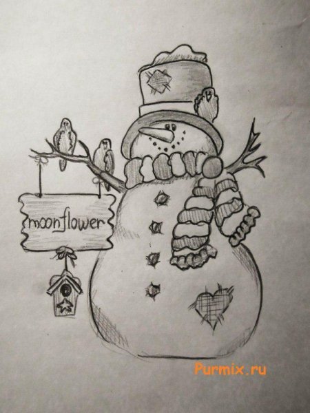 Новогодние зарисовки карандашом