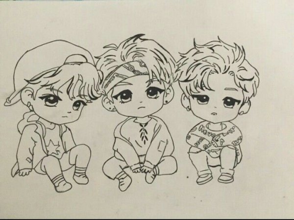 Рисунки Чиби БТС карандашом