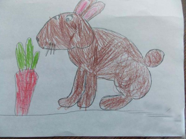 Заяц цветными карандашами поэтапно